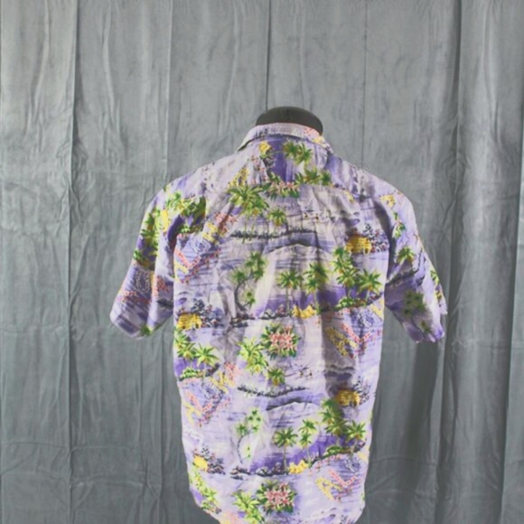 Vintage Hawaiian Shirt - Hut and Hula Pattern by Rainbow Hawaii - Men's Large - Picture 8 of 10